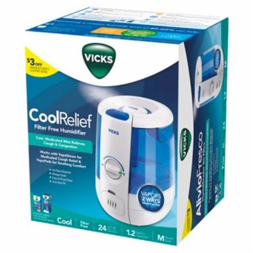 Vicks® Ultrasonic Coolrelief Filter-Free Humidifier + Vaposteam, 1