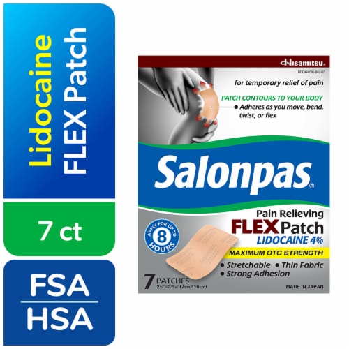 Salonpas® Lidocaine 4% Pain Relieving Flex Patch Perspective: front