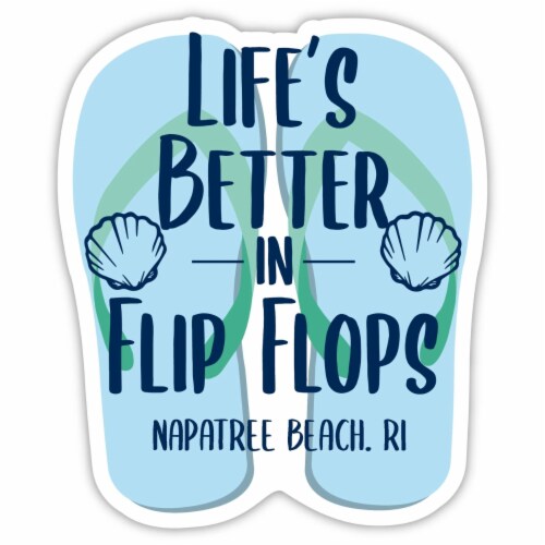 Napatree Beach Rhode Island Souvenir 4 Inch Vinyl Decal Sticker Flip Flop Design Perspective: front