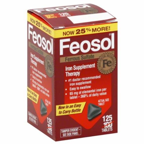 Feosol Iron Supplement Tablets Perspective: front