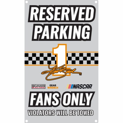 R and R Imports Kurt Busch #1 No Parking Metal Sign Perspective: front