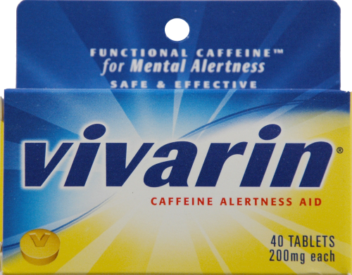 Vivarin Caffeine Alertness Aid Tablets 200mg Perspective: front