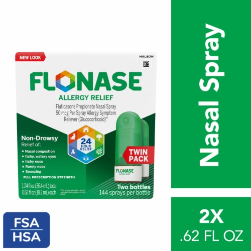 Flonase Nasal Twenty-Four Hour Non Drowsy Allergy Relief Medicine Metered Nasal Spray Perspective: front