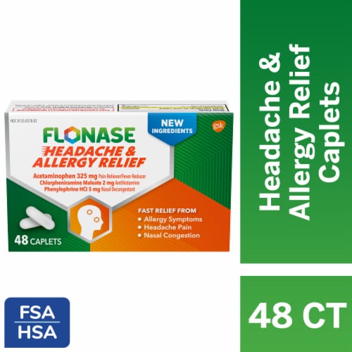 Flonase Headache and Allergy Relief Caplets Perspective: front