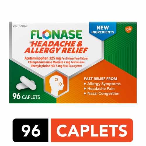 Flonase Headache and Allergy Relief Caplets Perspective: front