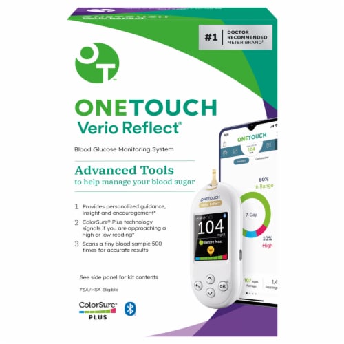 OneTouch Verio Reflect™ Blood Glucose Monitoring Kit Perspective: front