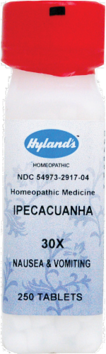 Hyland's Homeopathic Ipecacuanha 30x Nausea & Vomiting Tablets Perspective: front