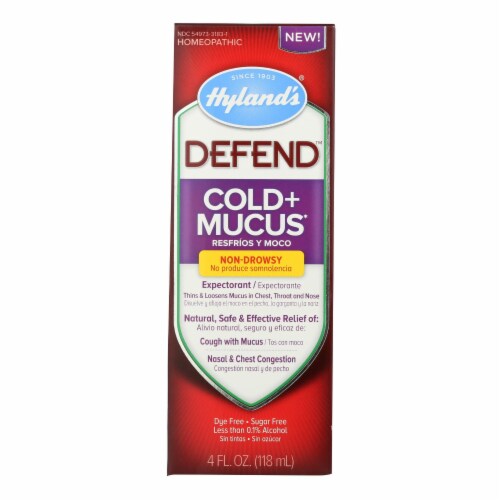 Hylands Homepathic DEFEND Cold and Mucus Medicine Perspective: front