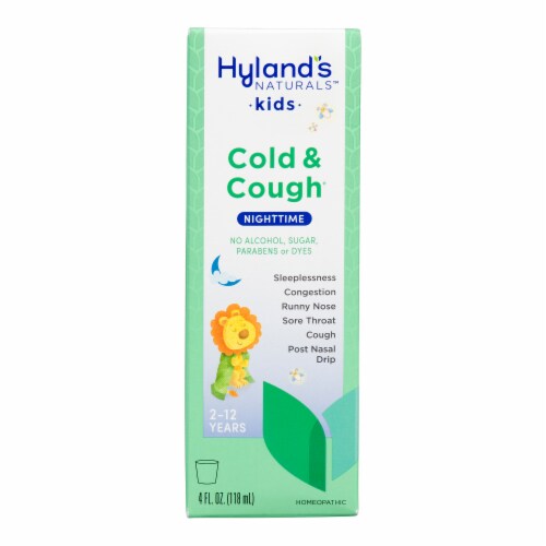 Hyland's 4 Kids Homeopathic Cold 'n Cough Nighttime Relief Syrup Perspective: front