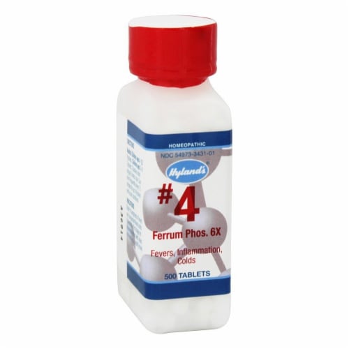 Hyland's Homeopathic #4 Ferrum Phosphoricum 6X Tablets Perspective: front