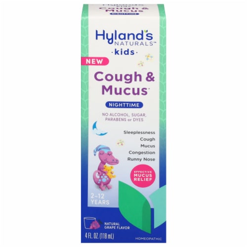 Hyland's Naturals™ Kids Nighttime Cough & Mucus Grape Medicine Perspective: front