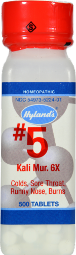 Hyland's Homeopathic #5 Kali Muriaticum 6X Tablets Perspective: front