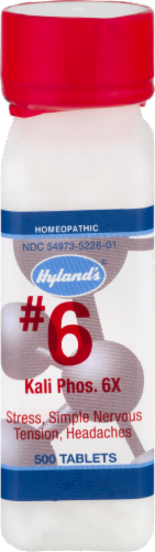 Hyland's Homeopathic #6 Kali Phosphoricum 6x Stress Simple Nervous Tension & Headache Relief Perspective: front