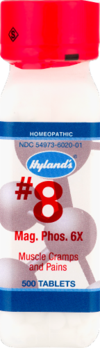 Hyland's Homeopathic #8 Magnesia Phosphorica 6x Muscle Cramps & Pains Tablets Perspective: front