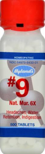 Hyland's Homeopathic #9 Natrum Muriaticum 6X Tablets Perspective: front