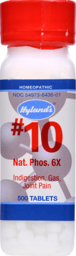 Hyland's Homeopathic #10 Natrum Phosphoricum 6x Indigestion Gas & Joint Pain Tablets Perspective: front