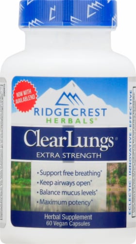 Ridgecrest Herbals ClearLungs Extra Strength Vegan Capsules Perspective: front