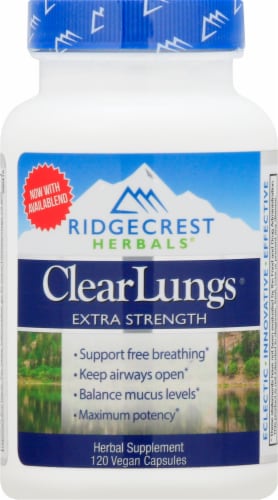 Ridgecrest Herbals ClearLungs Extra Strength Vegan Capsules Perspective: front