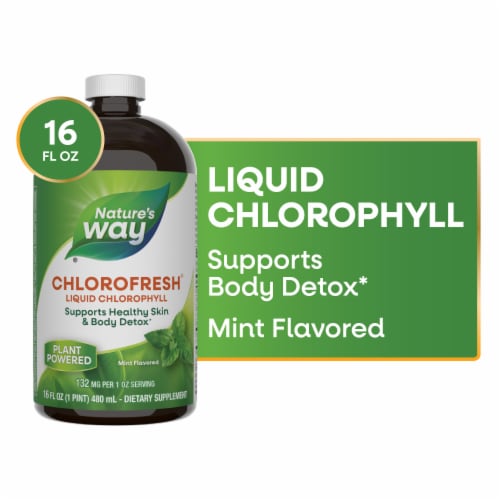 Nature's Way Chlorofresh Skin and Body Detox Chlorophyll Mint Flavored Liquid Perspective: front