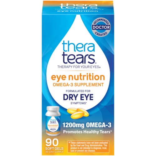 TheraTears Dry Eye Nutrition Omega-3 Supplement Soft Gels Perspective: front