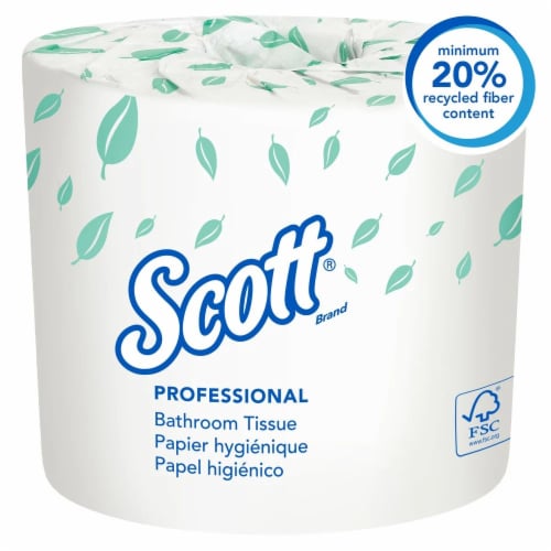 Scott, 04460, 2Ply Standard Roll Bath Tissue, 80 / Carton, White Perspective: front