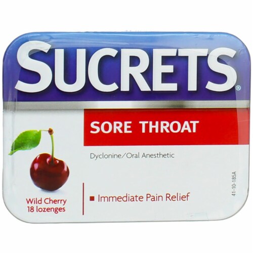 Sucrets Sore Throat Wild Cherry Lozenges Perspective: front