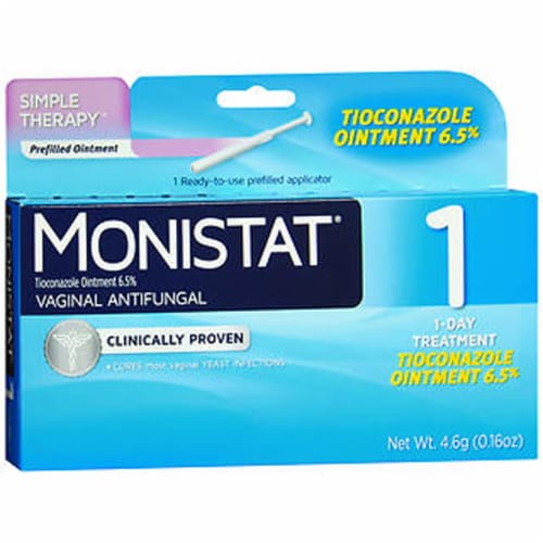 Monistat One-Day Maximum Strength Yeast Infection Treatment Pre-Filled Cream Applicator Perspective: front