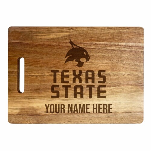 Texas State Bobcats Custom Engraved Wooden Cutting Board 10 x 14 Acacia