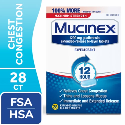 Mucinex Max 12Hr Chest Congestion Medicine Expectorant Guaifenesin Tablets Perspective: front