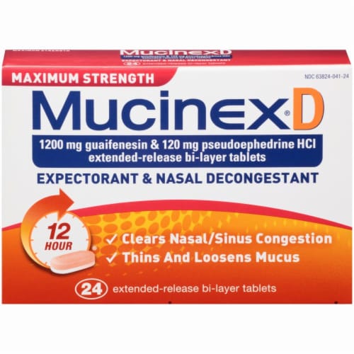 Mucinex D Expectorant & Nasal Decongestant 1200mg Tablets Perspective: front