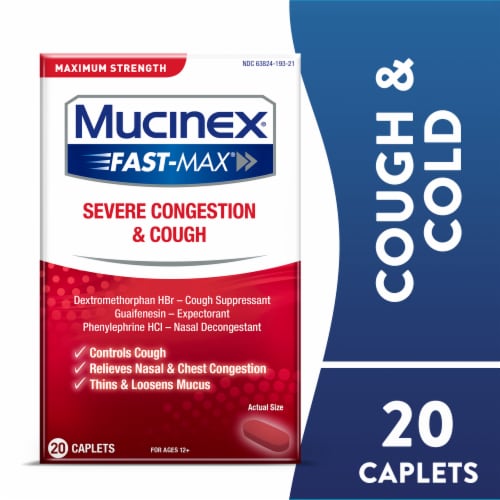 Mucinex Fast Max Maximum Strength Severe Congestion & Cough Caplets Perspective: front