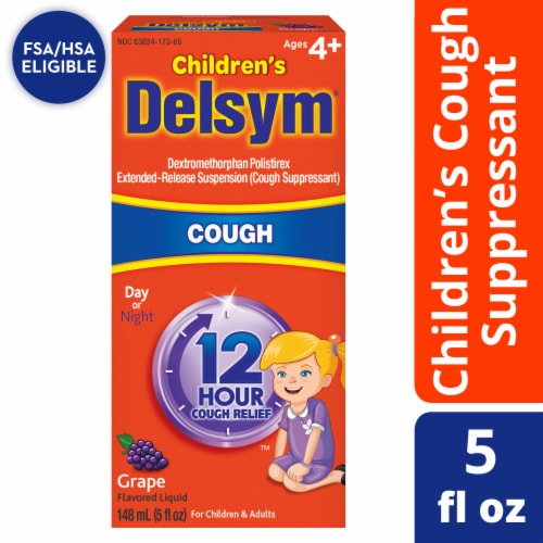 Delsym® 12hr Children's Grape Cough Relief Cough Suppressant Liquid Perspective: front