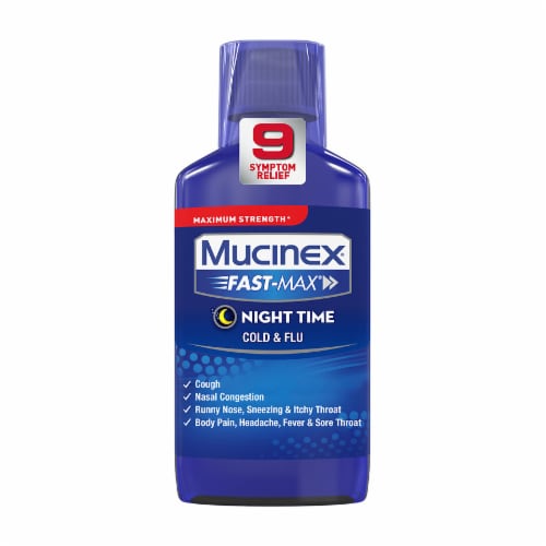 Mucinex Fast-Max Night Time Cold & Flu Liquid Perspective: front