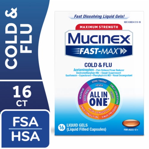 Mucinex Fast-Max Cold & Flu All-in-One Liquid Gels Perspective: front