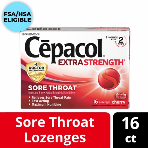 Cepacol Extra Strength Sore Throat Cherry Lozenges Perspective: front