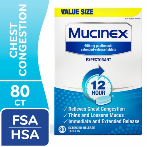 Mucinex 12 Hour Chest Congestion Expectorant Relief Tablets Perspective: front