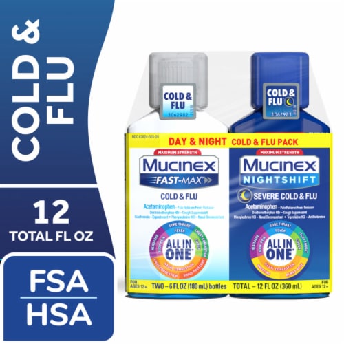 Mucinex Fast-Max Day & Night Cold & Flu Liquids Perspective: front