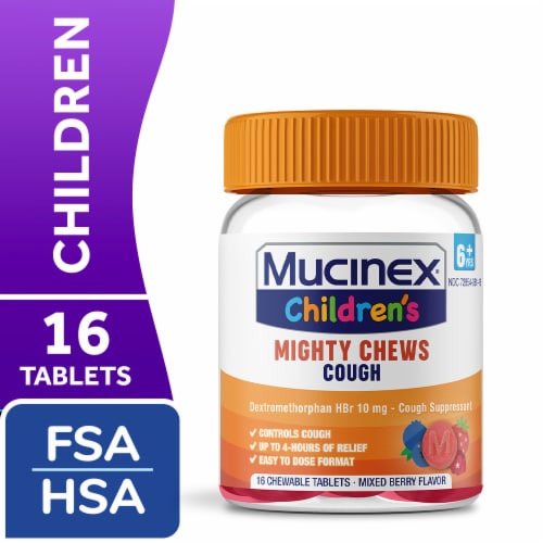 Mucinex Children's Mighty Chews Cough Medicine for Kids Perspective: front