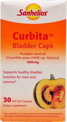 Sanhelios Curbita Bladder Caps Pumpkin Seed Oil Soft Gel Capsules 1000 mg Perspective: front