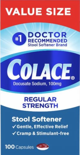 Colace® Value Size Regular Strength Stool Softener Capsules Perspective: front