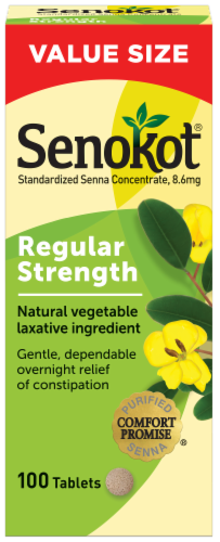 Senokot® Regular Strength Natural Vegetable Laxative Tablets Perspective: front