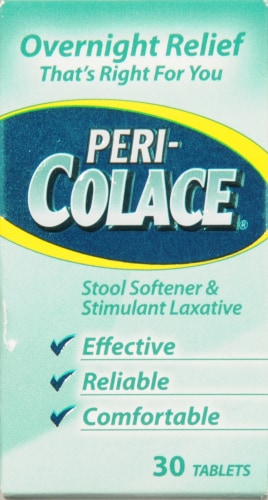 Peri Colace Stool Softener and Laxative Tablets Perspective: front