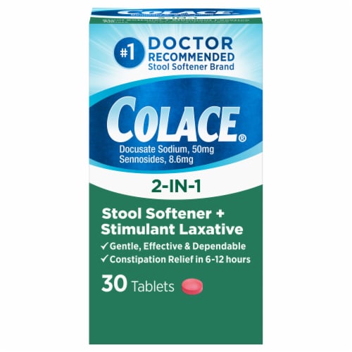 Colace® 2-in-1 Stool Softener + Stimulant Laxative Tablets Perspective: front