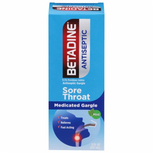 Betadine Antiseptic Mint Sore Throat Gargle Perspective: front