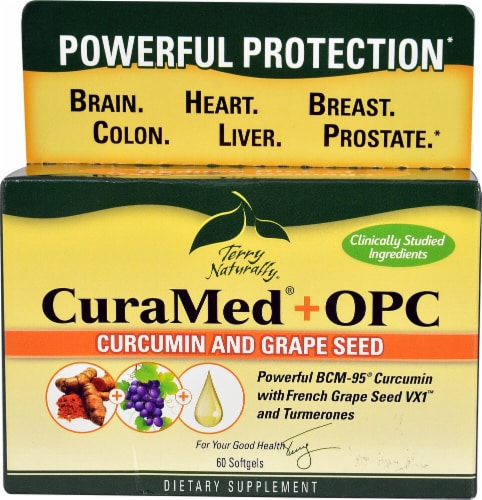 Terry Naturally CuraMed + OPC Softgels Perspective: front