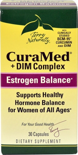 Terry Naturally CuraMed + DIM Complex Estrogen Balance Capsules Perspective: front
