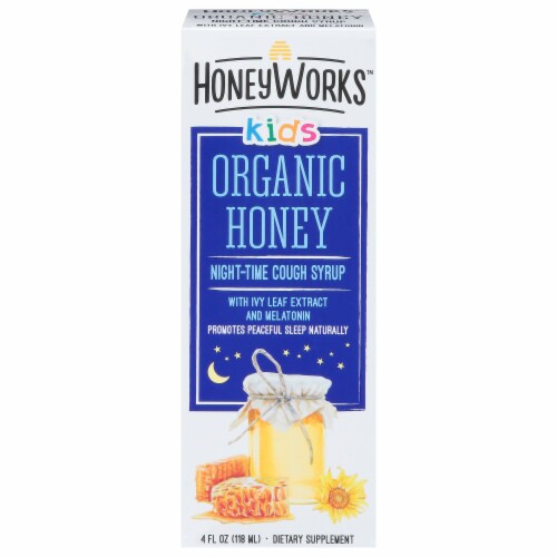 HoneyWorks Kids Organic Honey Night-Time Cough Syrup Perspective: front