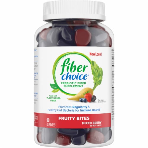 Fiber Choice® Fruity Bites Mixed Berry Gummy PreBiotic Fiber Supplement Perspective: front