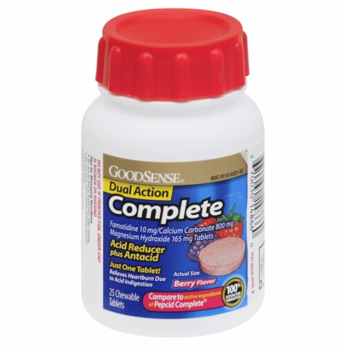Good Sense® Dual Action Complete Berry Flavor Acid Reducer Plus Antacid Tablets Perspective: front