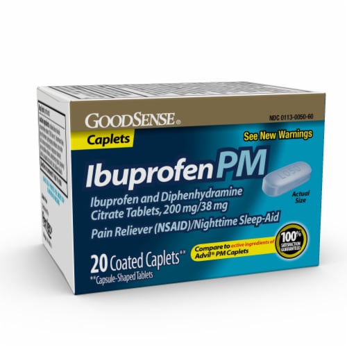 GoodSense® IbuprofenPM & Diphenhydramine Citrate Tablets Perspective: front